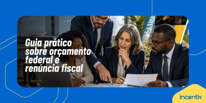 Gestora analisa documentos orçamentários e gráficos sobre renúncia fiscal em um escritório.